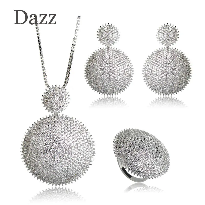 Комплект украшений Dazz из колье серёг и кольца с двойным круглым