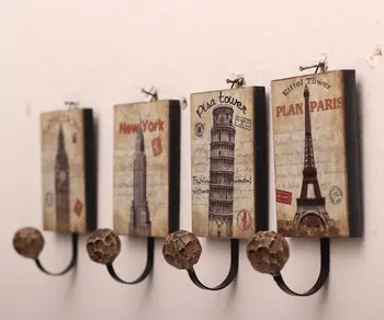 

New Popular American Tower Design Art Ornaments Adornment Hang Hooks Wall Door Clothes Hat Hanger Kitchen Bathroom Home Decor