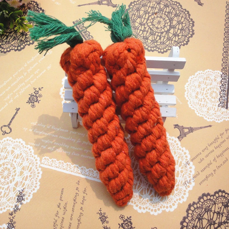 

1 pcs Carrot Shaped Knot Ropes Pet Dog Toys Chew Cat Toy Safe Toys for Small Dogs Molar Biting Playing Products Dog Accessories