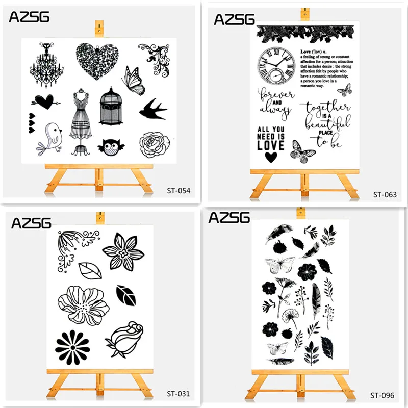 

AZSG Flowers and Trees Stamps for Scrapbooking Transparent Silicone Rubber Seal DIY Photo Album Decorative Card Chapter 11*16cm