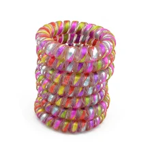 5 CM Colorful Elastic Rubber Telephone Wire Hair Bands Ponytail Holder Hair Accessories Headband Lot 10 Pcs