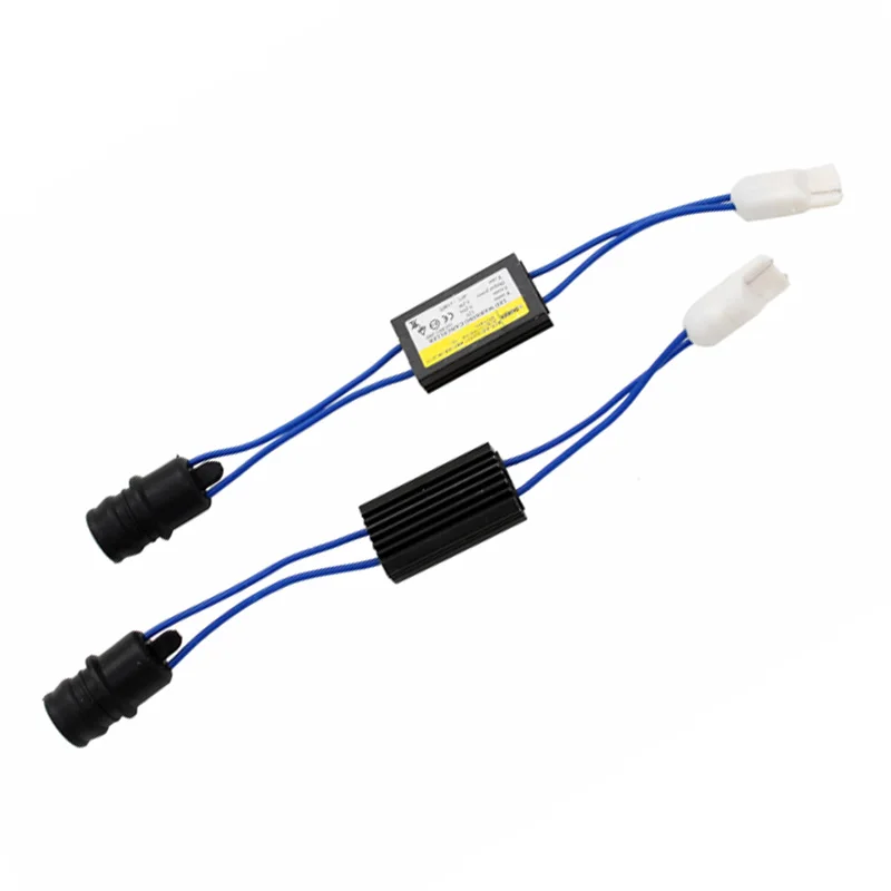 2Pcs/Set Car LED Headlight Decoder Fog Light No Error Load Resistor T10 168 No Flickering Warning Canceller Wire Harness Adapter led load resistor led canbus decoder