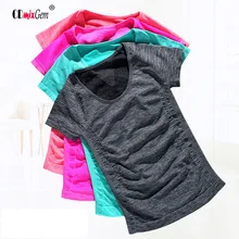 Женская Беговая футболка контрастного цвета FastDry трико для фитнеса и йоги, впитывающие Пот Спортивные футболки с коротким рукавом Hengshao