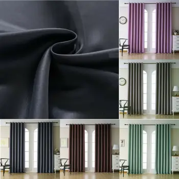

2PC 100x250cm Solid Insulated Foam Lined Heavy Thick Blackout Grommet Window Curtain Panels