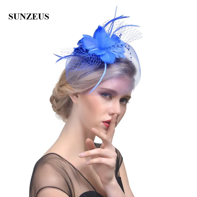 Fascinators Для женщин вечерние Шапки элегантный перья линии свадебные Шапки для свадьбы для девочек Танцы аксессуары для волос SH43