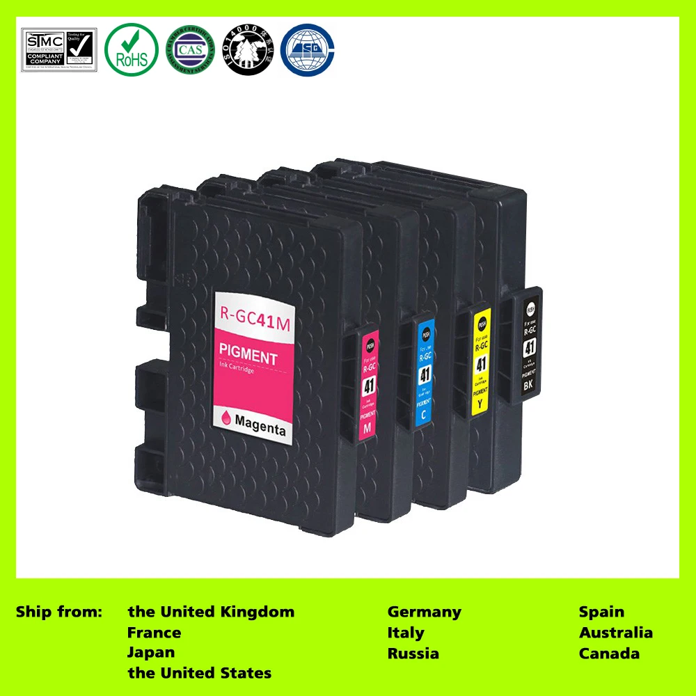 Compatible for GC41 GC41K GC41C GC41M GC41Y (4 Pack) Ink Cartridge for RICOH IPSiO SG 2010L/2100