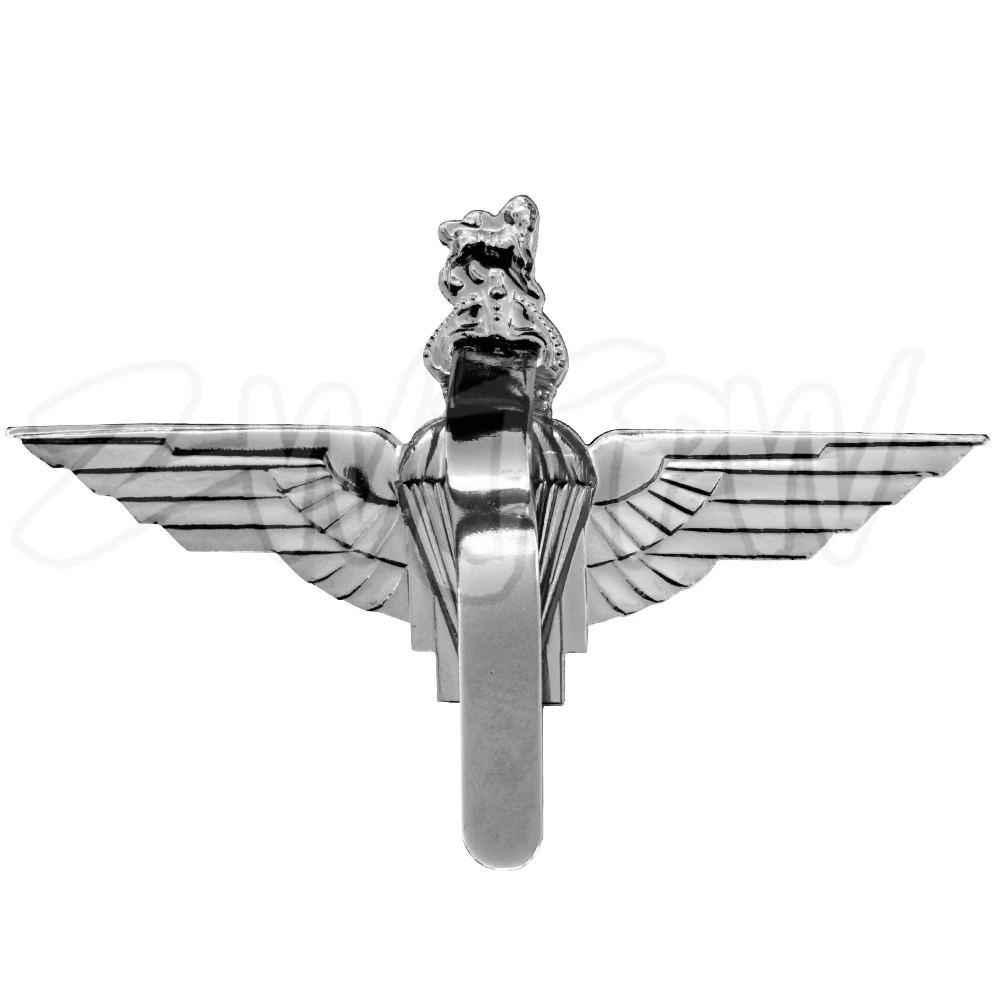 

WW2 GVI BRITISH MILITARY PARATROOPER WHITE METAL CAP BERET BADGE KINGS CROWN SILVERY COLOR