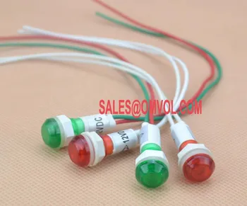 

10mm LED Indicator pilot light DC12V with wire Green / Red
