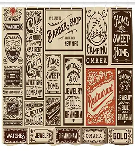 Antique Shower Curtain Composition of Old Advertisement Designs Newspaper Nostalgia Illustration Cloth Fabric Bathroom Decor Antique Shower Curtain Composition of Old Advertisement Designs Newspaper Nostalgia Illustration Cloth Fabric Bathroom Decor