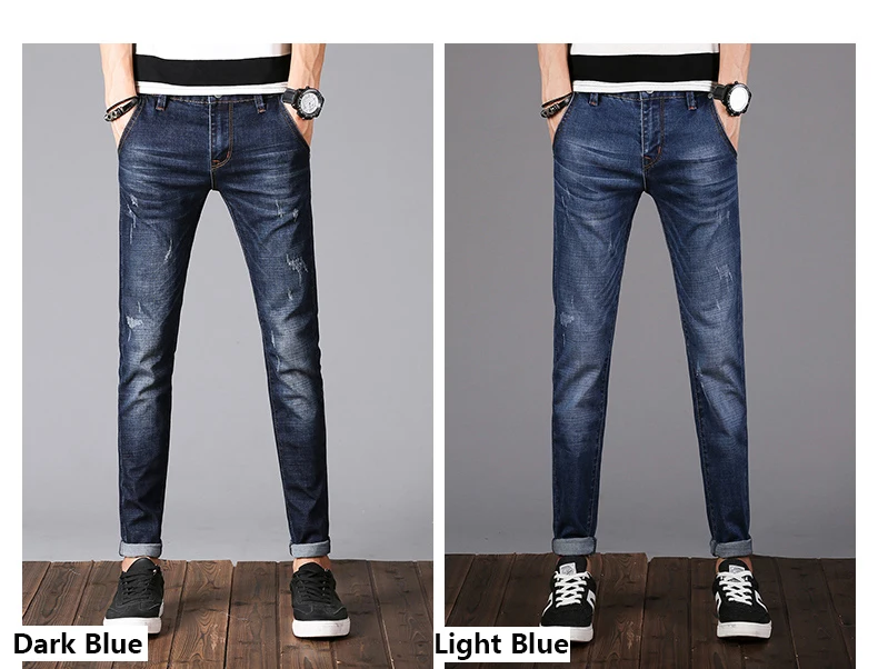 KSTUN Jeans Men Clothes 2020 Autumn Business Casual Pants Slim Fit Elasticity Dark Blue Classic
