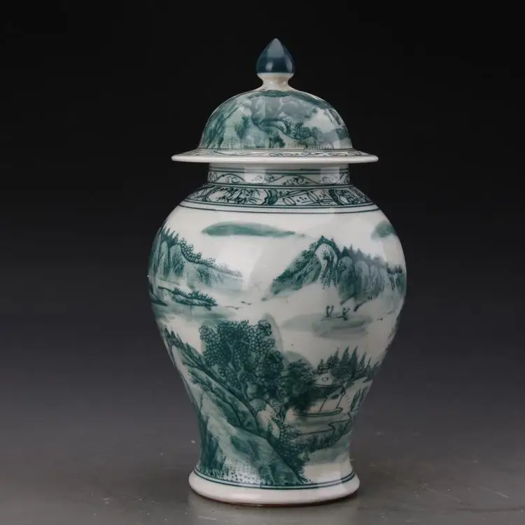 Jingdezhen Hand Painted Antique hand-made Blue And White Landscape Collection Of temple jar Collection Antique Porcelain jar (4)