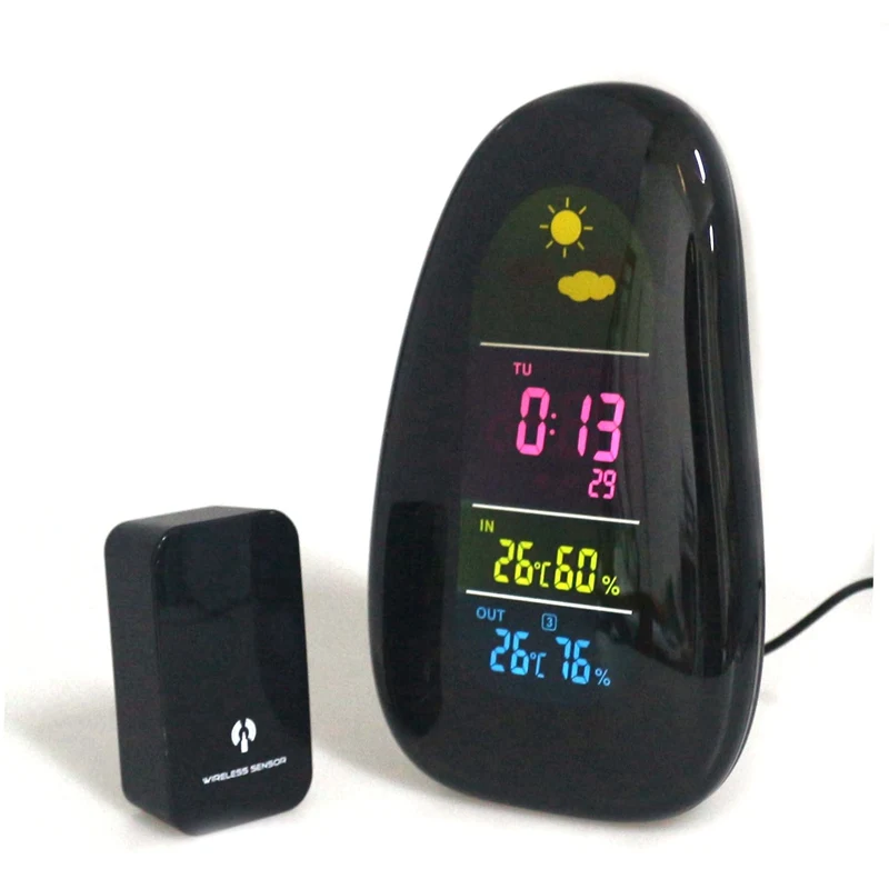 ФОТО Cobblestone Shaped Forecast RF Remote Wireless Weather Station In/outdoor Hygrometer Temperature Meter Alarm Clock Calendar