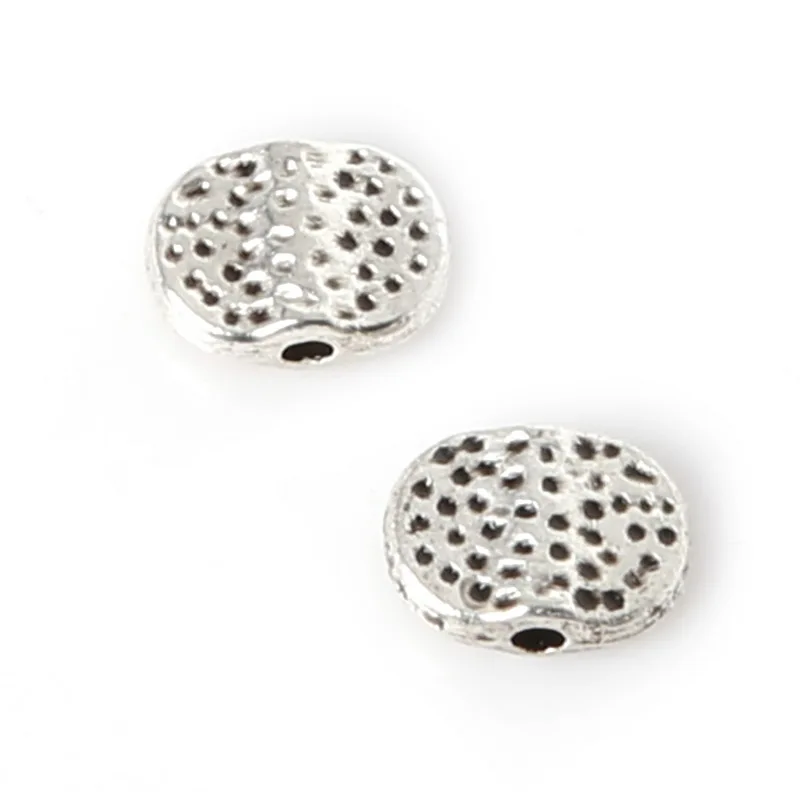 

New Arrival 37pcs/bag 5*6mm Antique Sliver Plated Zinc Alloy Metal Charms Round Flat Beads For Jewelry Making Findings