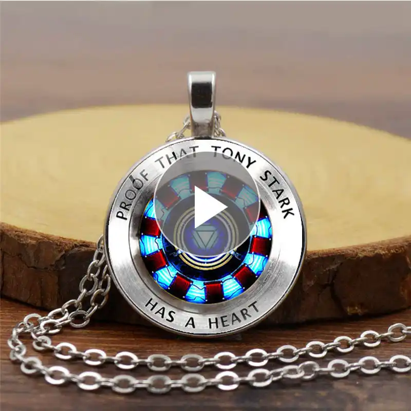Iron Man Heart Time Toys Gemstone Necklace Poly Energy Glass