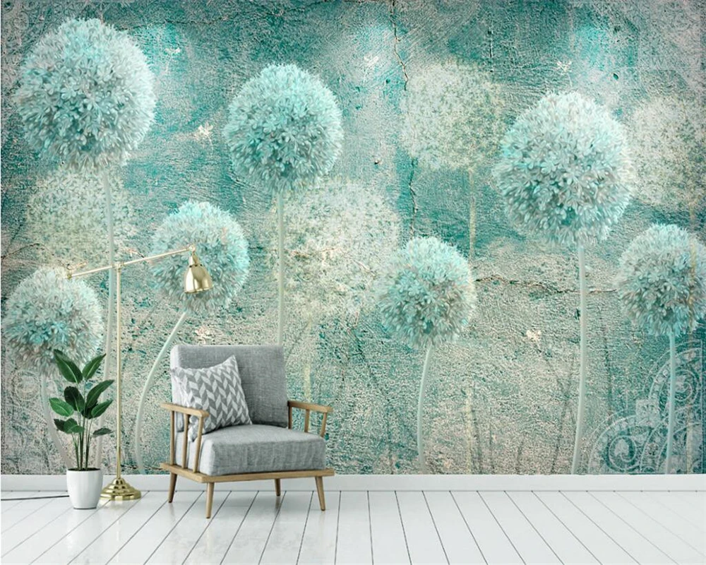 

Beibehang Custom wallpaper home decor mural European retro abstract dandelion TV background walls 3d wallpaper papel de parede