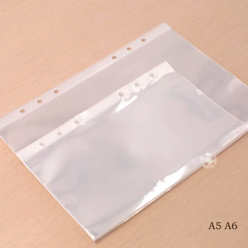 

10Pcs A5 A6 Transparent PVC Storage Binding Folder For Binder Rings Notebook 6 Hole Document Bag Page DIY Loose Leaf File Holder
