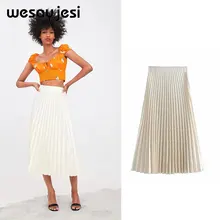 Весна Лето юбки женские harajuku Твердые Плиссированные до середины икры имперская юбка женская mpire faldas mujer moda юбки для женщин