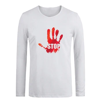 

Red stop hand gestures Cool Don't Mess With Me Be Careful Fist Design Mens Guys Printing T Shirt Graphic Tee Long Sleeve Cotton