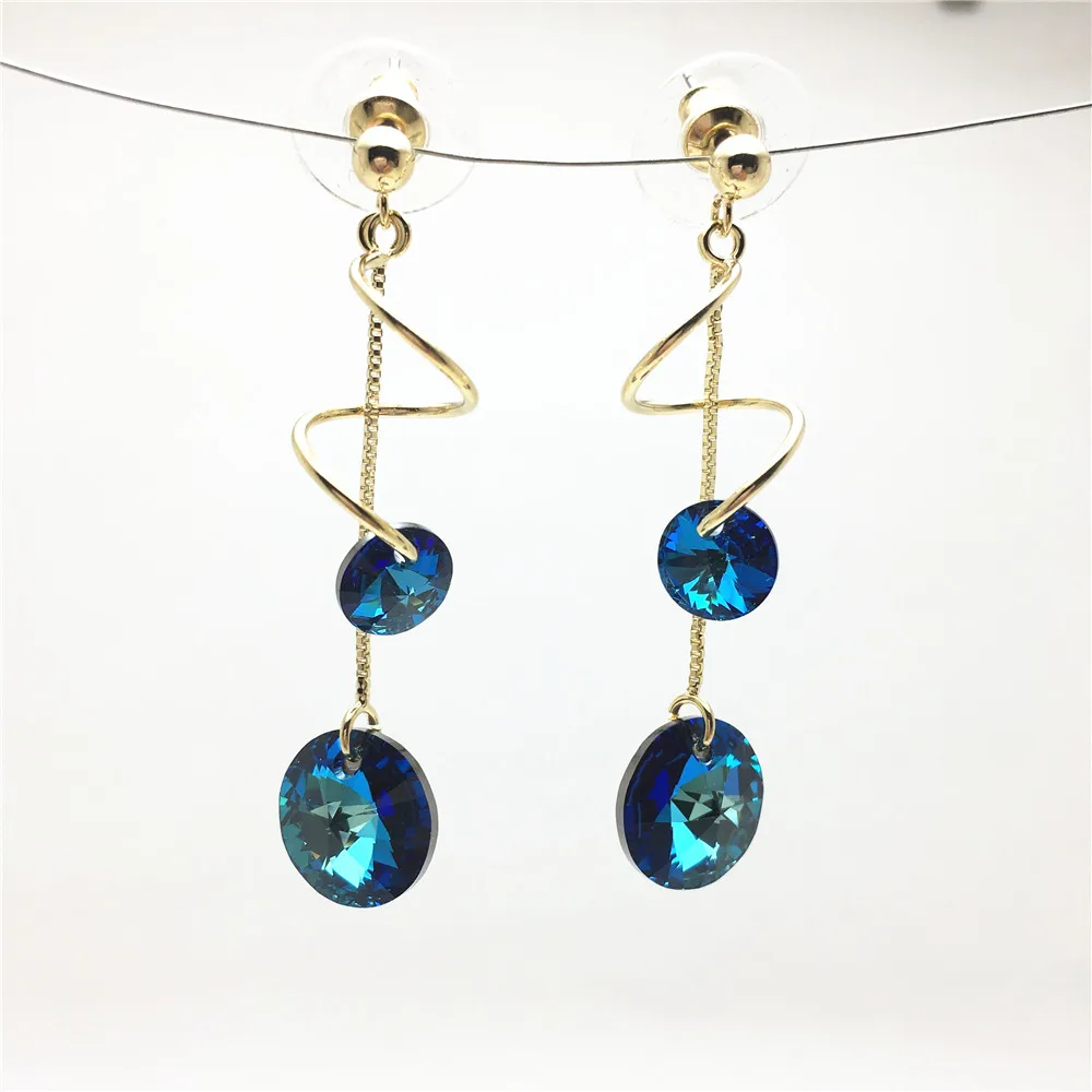 long spiral swarovski rivoli crystal bead earring for women05