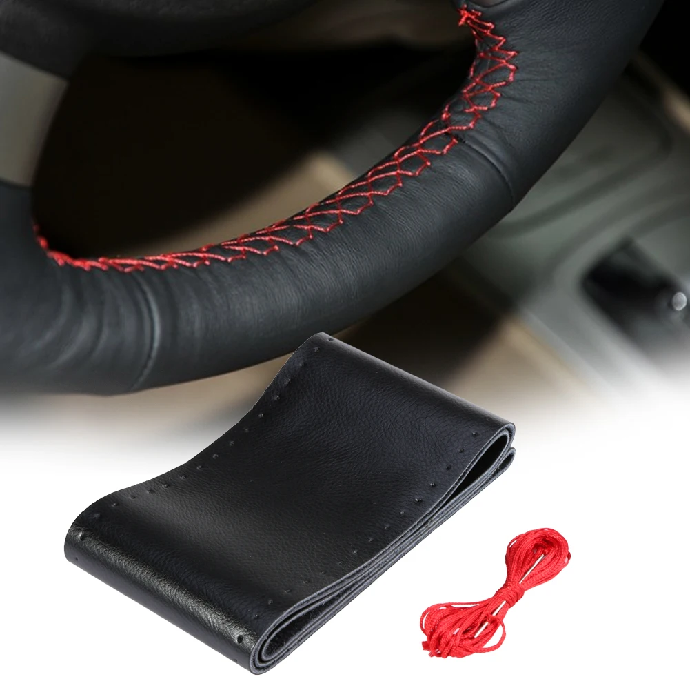 Car Steering Wheel Cover DIY Leather Cowhide Braid Multi Color Steering