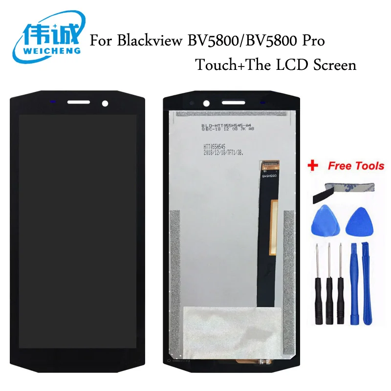 Дешево WEICHENG 100% протестирован хорошо для Blackview BV5800 ЖК дисплей + кодирующий преобразователь сенсорного экрана в сборе Замена для Blackview BV5800 Pro