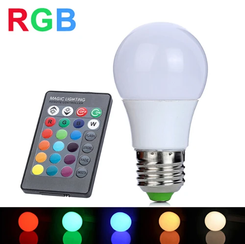 Magic E27 RGB светодиодный светильник 3 Вт 5 Вт 10 Вт AC110-240V светильник с регулируемой яркостью, светильник для праздника, ИК-пульт дистанционного управления, 16 цветов, 270 градусов - Испускаемый цвет: 3W