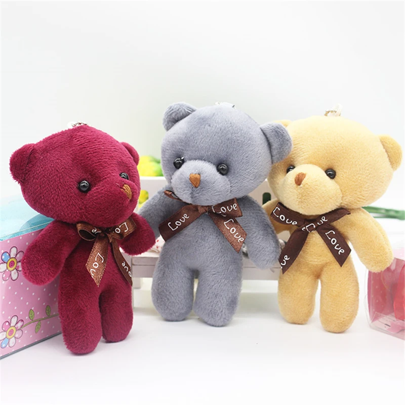50 piezas 12 cm color mezclado Mini oso de peluche Colgante con cadena juguetes ramo pequeño felpa llavero peluches bicho ursinho de pelucia