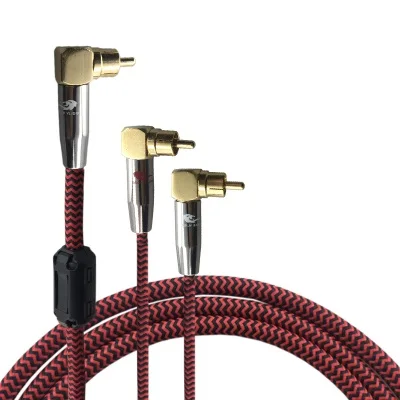 Angle Bend RCA to 2 RCA Male Plug Shielding Audio Cable For font b Amplifier b