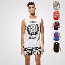 С буквенным принтом lucky 8 мужские майки хлопчатобумажные мужские жилеты топы для молодых мужчин Фитнес Лето Без Рукавов Seobean
