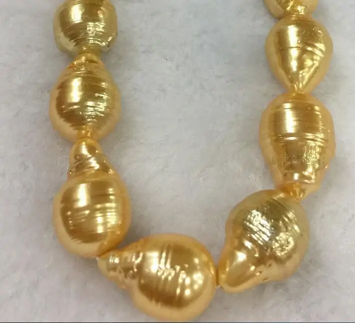 

Besutiful 15x22mm HUGE AAA yellow BAROQUE PEARL NECKLACE 18