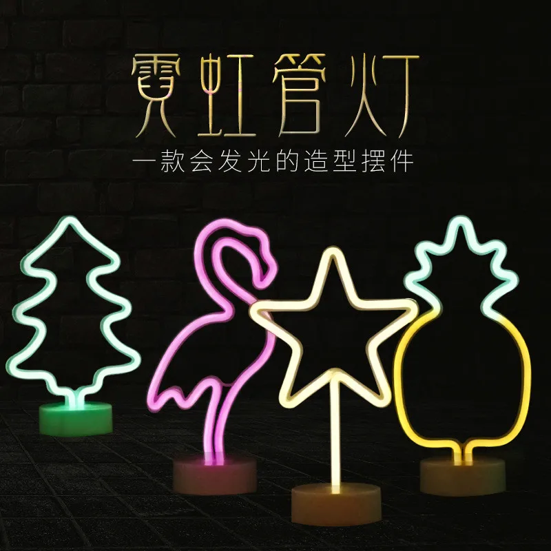 

Creative Christmas LED neon styling night light cactus flamingo unicorn moon angel star USB battery light