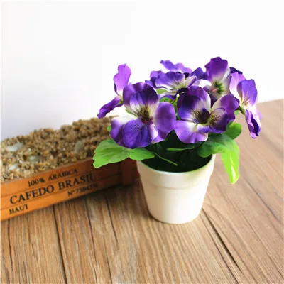 1 шт. шелк искусственный цветок орхидеи раздвоенный фаленопсис творческий Бонсай Свадебные товары для дома искусственный; в горшке растения - Цвет: purple