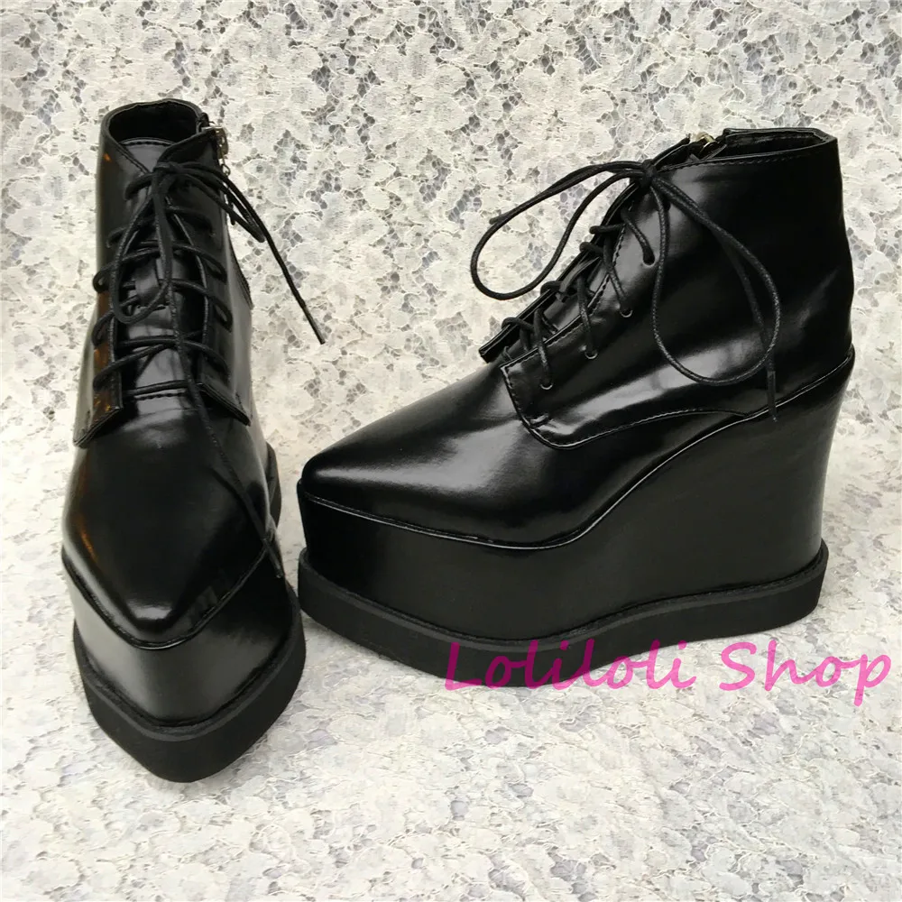 Personnalisé Noir Noir Gothique Doux Antaina Princesse multi Chaussures 1 Lolita Étape Plates Lumineuse Épais Lolilloliyoyo 5211n Peau fond 4ApqwU