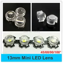 50 pcs/lot 45 60 90 100 Degree LED 13mm Mini LED Lens for IR CCTV LED PCB Convex Lenses With Holder 1W 3W High Power Lens