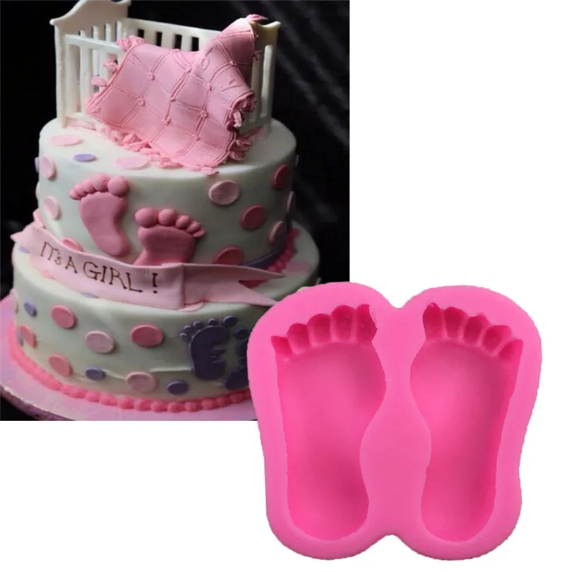 

3D Baby Foot Shape Silicone Cake Mold , Baking Mould For Cupcake Cookie Chocolate Sugar Craft Fondant Cake Decorating Tools