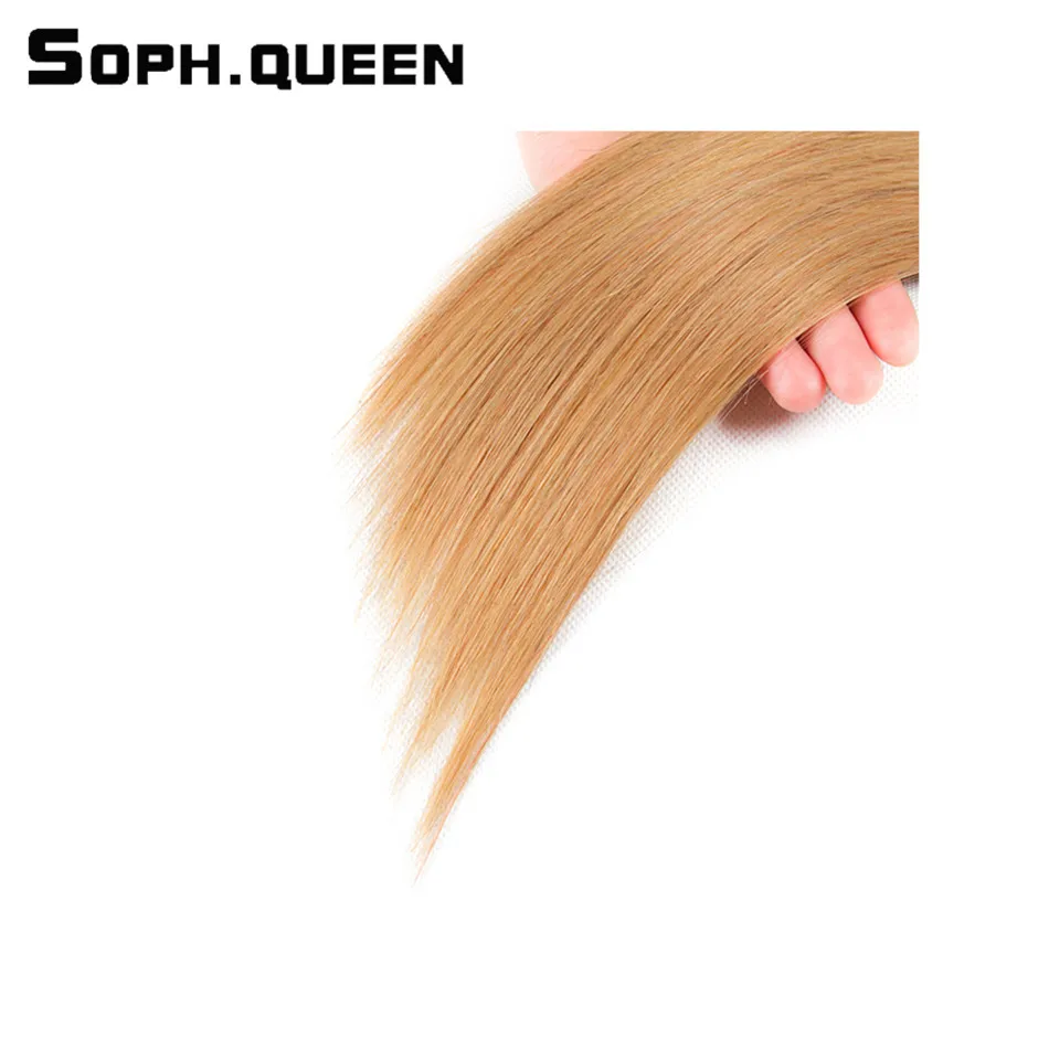 Soph queen Hair предварительно Цветные T1B/27 человеческие волосы блонд пучки бразильские волосы remy прямые волнистые пучки