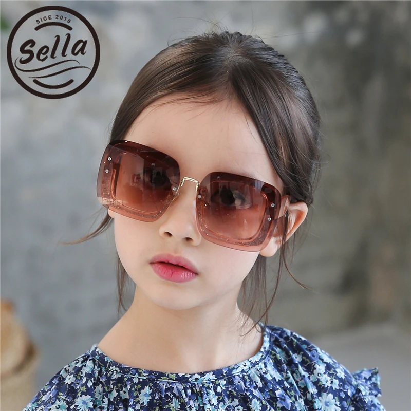 Sella Европейский стиль модные детские очки прозрачный рамки негабаритных квадратных Защита от солнца очки обувь для мальчиков девочек