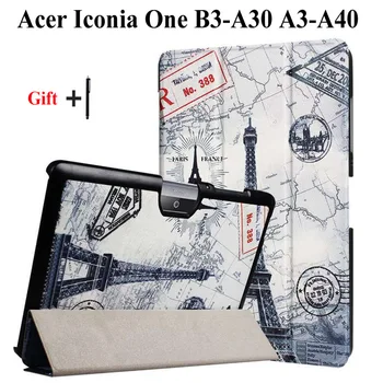 

Slim PU Leather Case For Acer Iconia one 10 B3-A30 Cover for Acer Iconia Tab 10 A3-A40 10.1 inch Tablet Capa Fundas +Pen