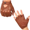 High Quality Man's Half Finger Gloves Breathable Non-Slip Fitness Leather Fingerless Gloves Black Camel Driving Gloves Male NAN7 ► Photo 3/6