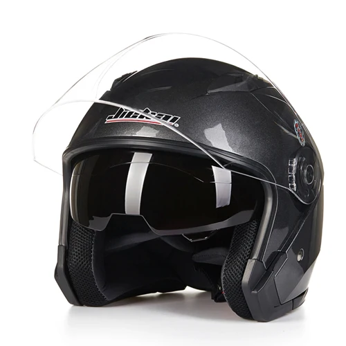 JIEKAI мотоциклетный шлем с открытым лицом Capacete Para Motocicleta Cascos Para Moto Racing rcycle винтажные шлемы с двойным объективом - Цвет: grey