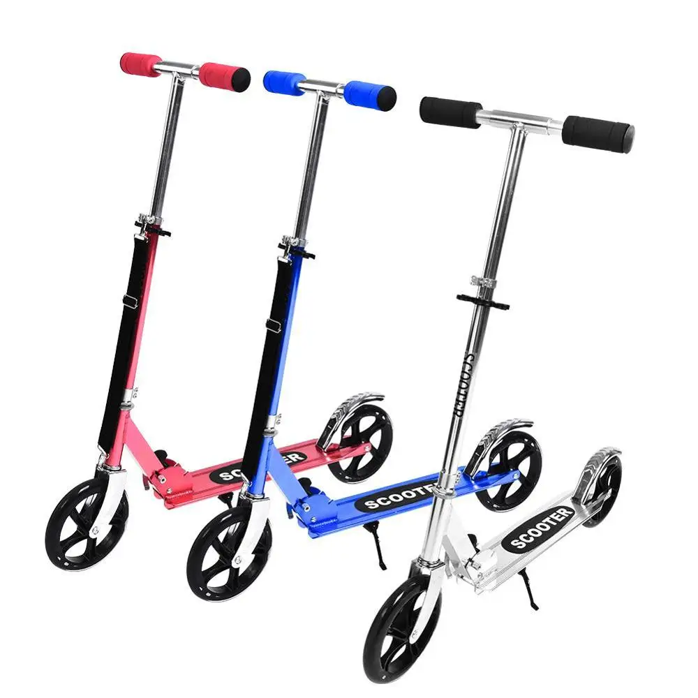 

Foldable Adjustable Height Scooter Lightweight Scooter load 100kg Scooter Skateboard 2-Wheel Hand Brake Shock-absorbing Scooter
