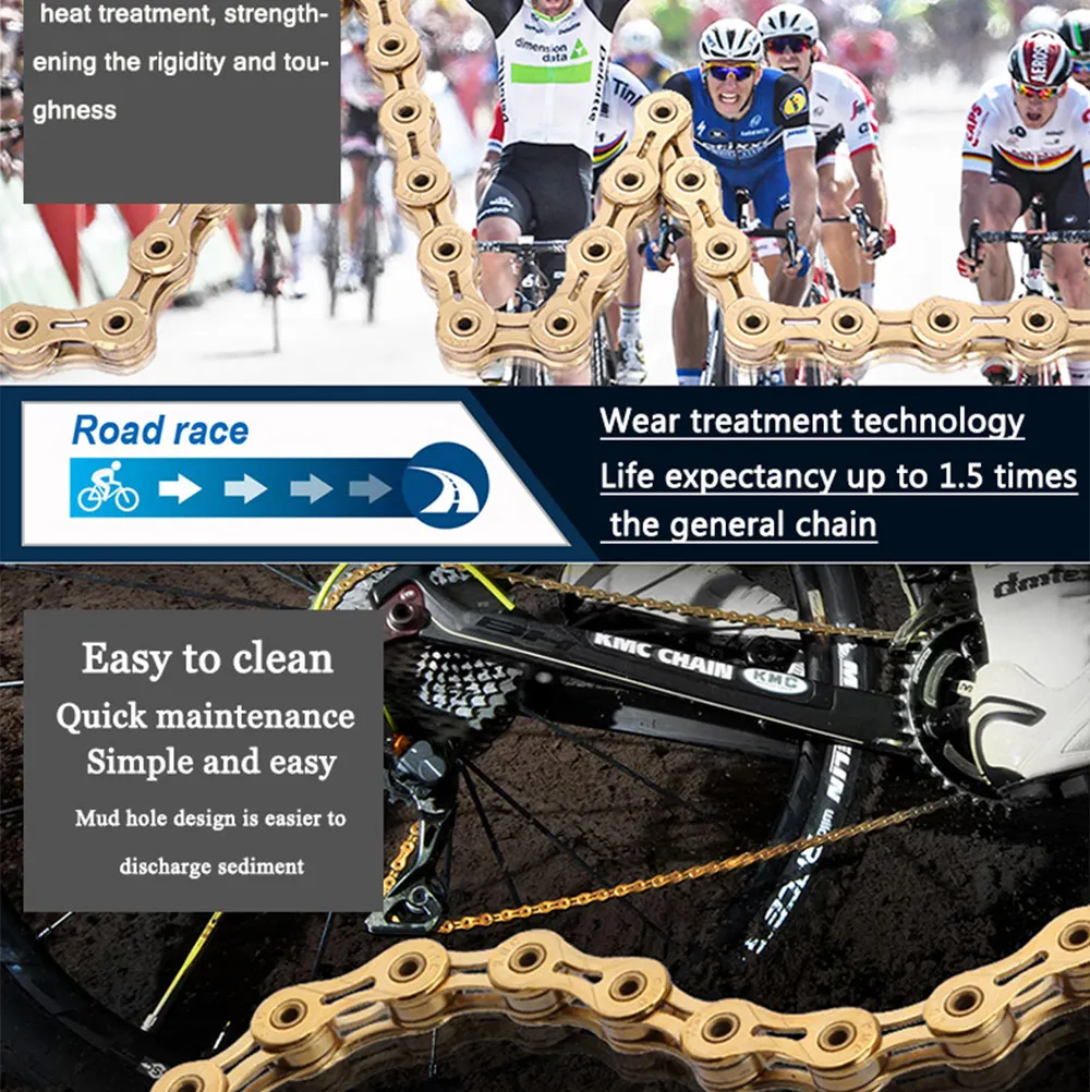 Cheap KMC X9L Gold 116 Links 9 Speed Bicycle Shift Chain for Road / Mountain Bike MTB 5