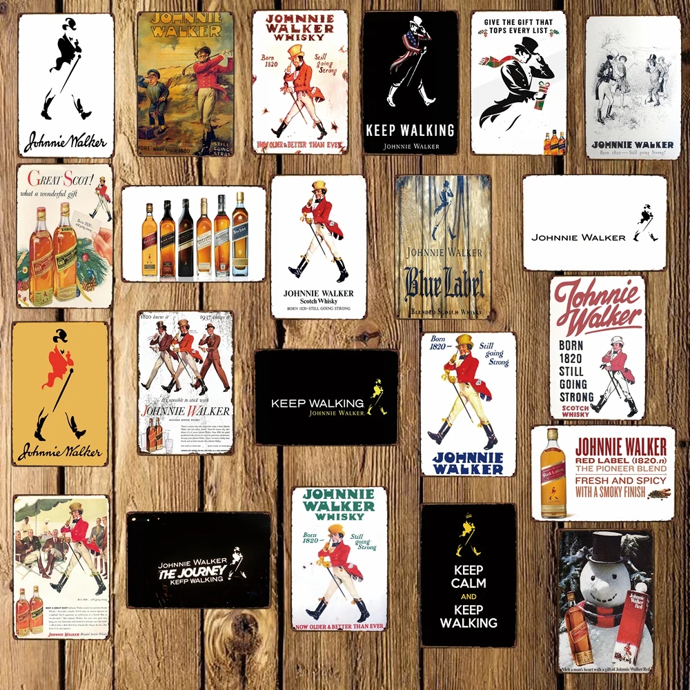 

[ WellCraft ] johnnie walker whisky Metal Sign Wall Poster Sticker Party Decor for Pub bar Mural Iron Plaque Painting FG-237