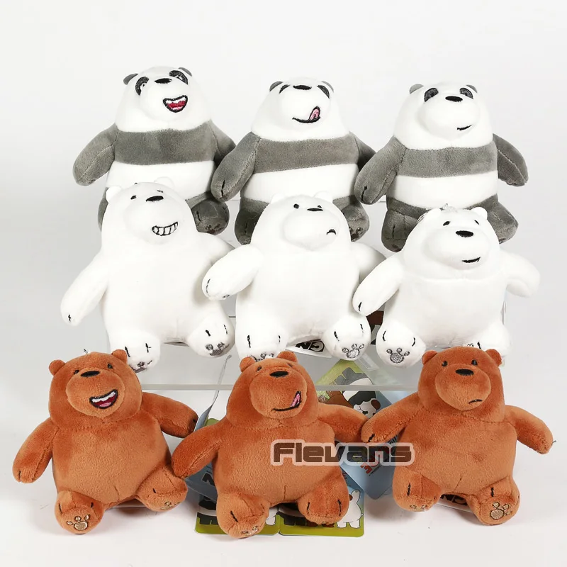 

We Bare Bears Ice Bear Panda Grizzly Koala Nom Nom Mini Plush Pendants Soft Stuffed Toys Dolls 10pcs/lot