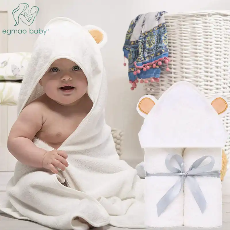 Premium Bebe A Capuche Serviettes Bebe Gant De Toilette Ensemble Bio Bambou A Capuche Bebe Serviette Extra Doux Et Epais Bebe Nouveau Ne Serviette De Bain Aliexpress