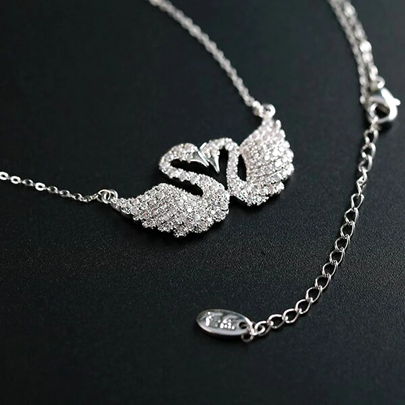 New Trendy Kiss Swan Necklace Pendant Wholesale Luxury Crystal Zircon 18N0007 | Украшения и аксессуары