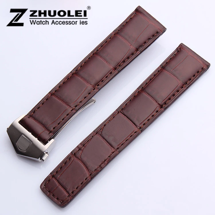Promotion NEW high quality 20mm Brown Genuine Alligator Croco Leather Strap Watch Band Silver Depolyment Buckle Clasp For BRAND Promotion NEW high quality 20mm Brown Genuine Alligator Croco Leather Strap Watch Band Silver Depolyment Buckle Clasp For BRAND