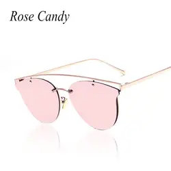 Роза Конфеты Новое поступление 2016 розовое золото Кошачий глаз Брендовая Дизайнерская обувь зеркало Солнцезащитные очки для женщин Для