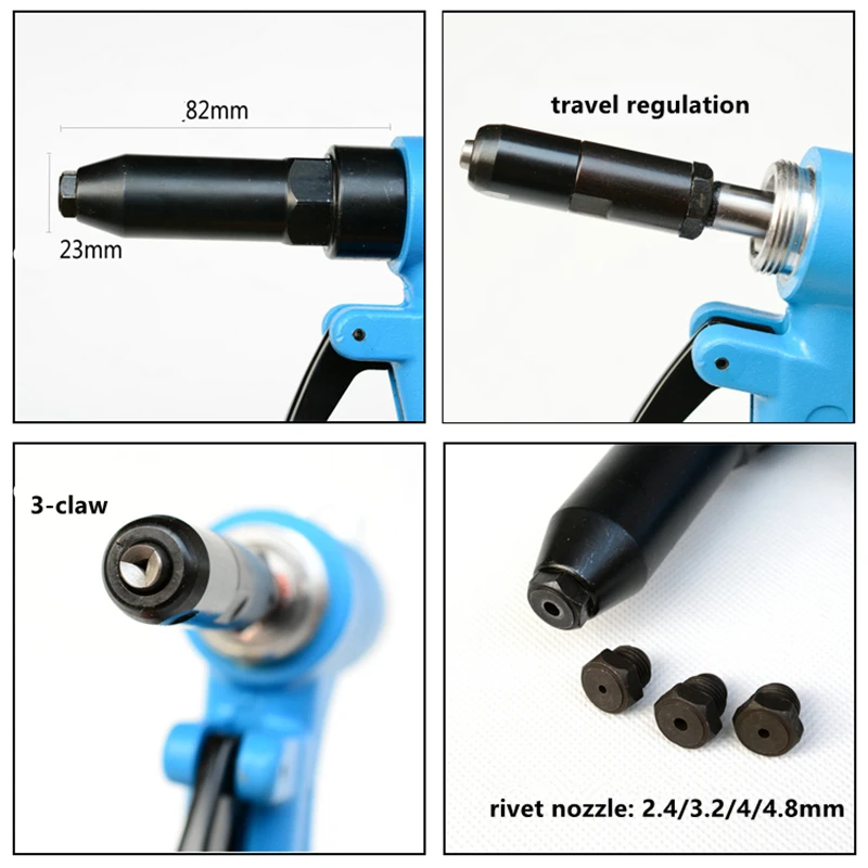 Borntun Пневматика клепальщик клепки тянуть Щипцы для наращивания волос пистолет для Заклёпки 2.4 мм 3.2 мм 4.0 мм 4.8 мм гидравлические воздуха