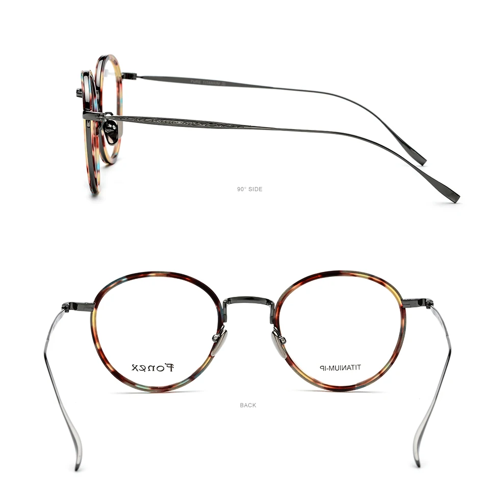 Ацетатная оправа для очков из чистого титана, мужские Ретро Винтажные круглые очки по рецепту, оптические оправы для близоруких, женские очки 9136